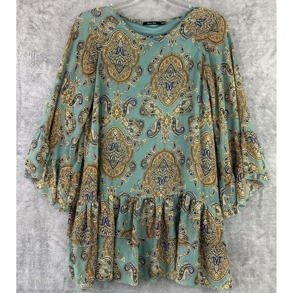 Doe & Rae Small Green Paisley Floral Dress Sheath Boho Festival Cottage *Read* - Picture 3 of 14